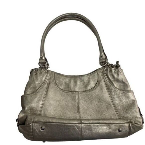 TIGNANELLO Women’s Double Strap Metallic Pebble Leather Handbag 8.5X4.5X…‎ - Picture 1 of 12